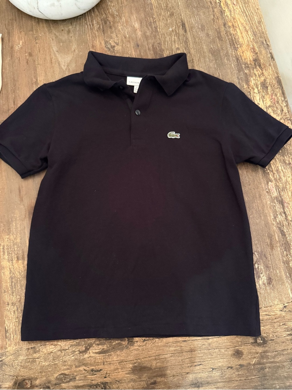 Lacoste Kids Black Polo with Green Crocodile Logo